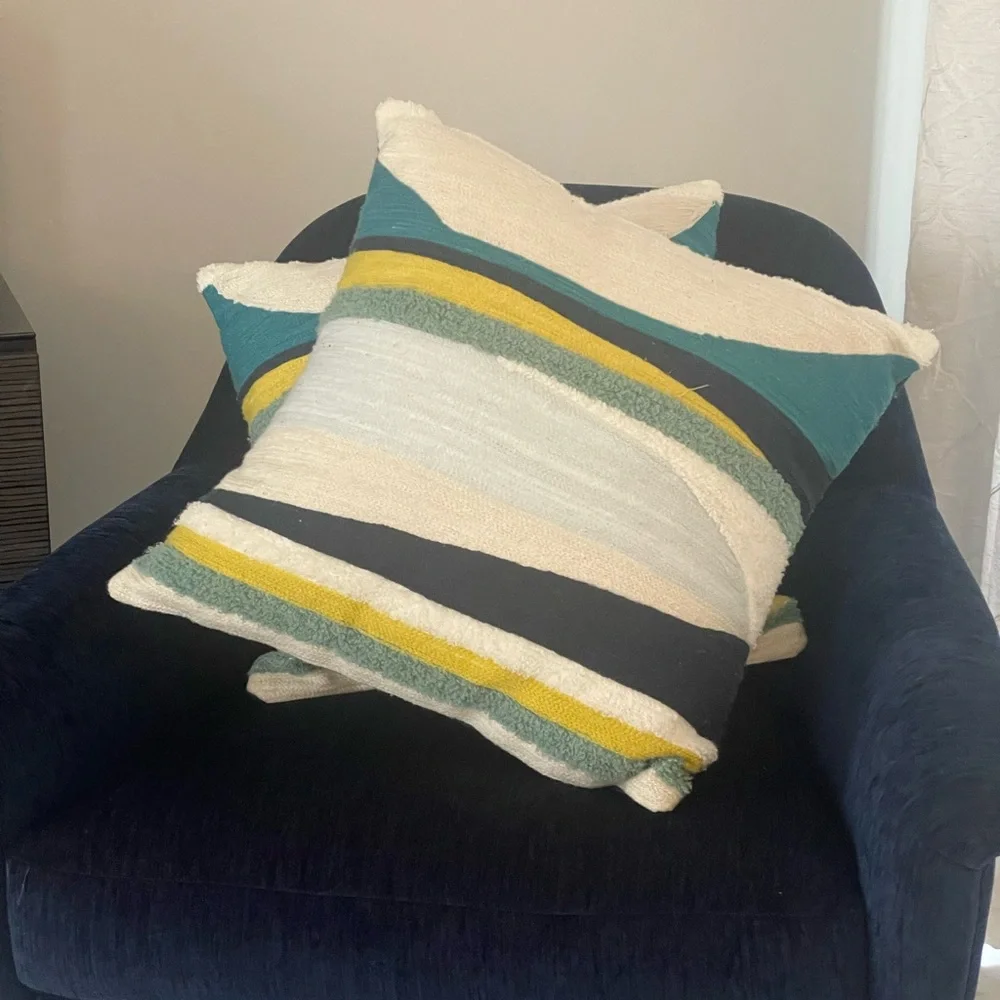 Pair of West Elm abstract pillows